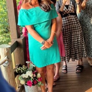 Kelly Green Off Shoulder Dress- Size S